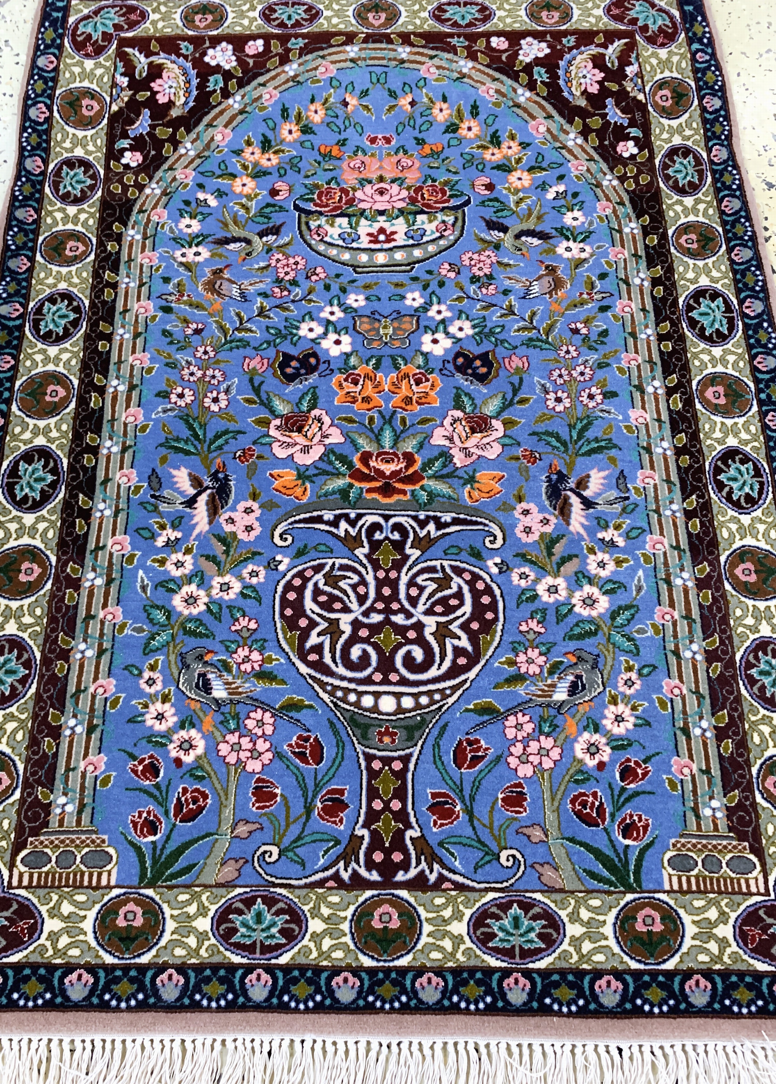 Detail c: Esfahan fein, Persien, Ende 20.Jhd, Korkwolle mit und auf Seide, ca. 108 x 75 cm, EHZ: 2