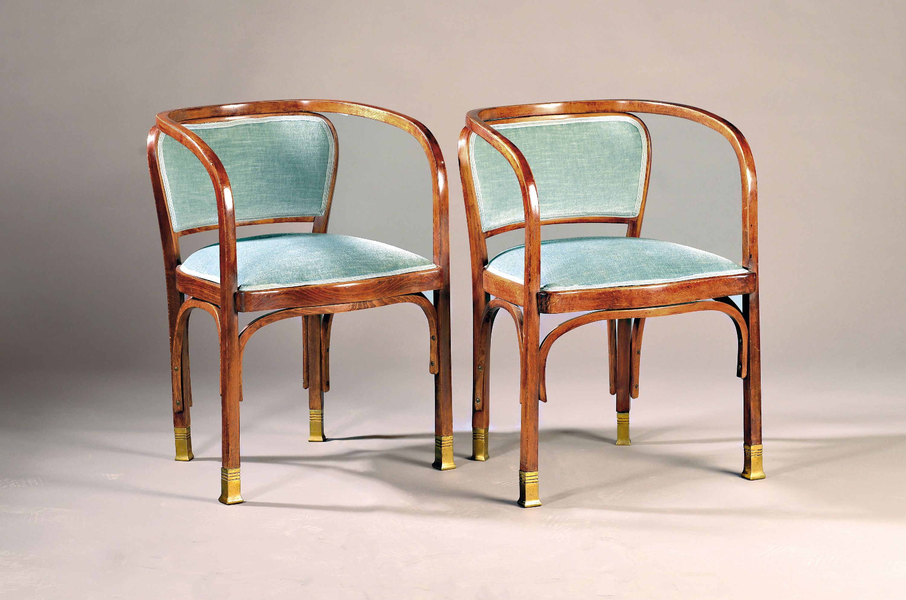 Image 27033932 - 2 Armlehnstühle, Firma Kohn, Entwurf Gustav Siegel, Bugholz mahagonifarben gebeizt, ...