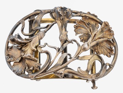 Image Ausgefallene, schwere Jugendstil Gürtelschließe, Silber, franz. Importstempel, ...