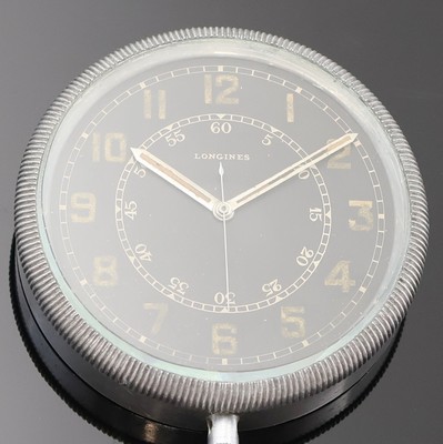 27033919a - LONGINES Borduhr, Schweiz 1963, Metallgeh., Kontrastzifferbl. mit indir. Zentralsek., ...