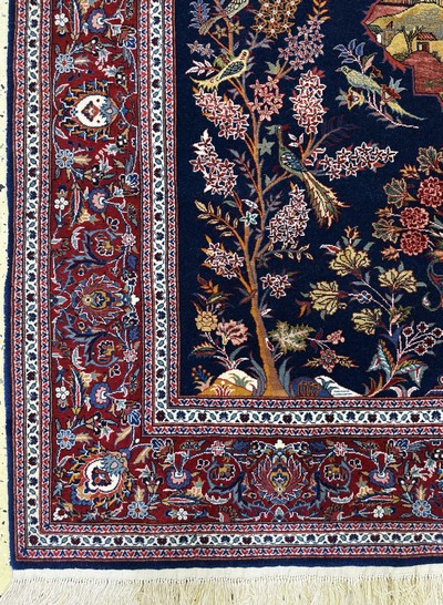 27033920b - Keschan fein, China, Mitte 20.Jhd, Korkwolle mit und auf Seide, ca. 200 x 143 ...