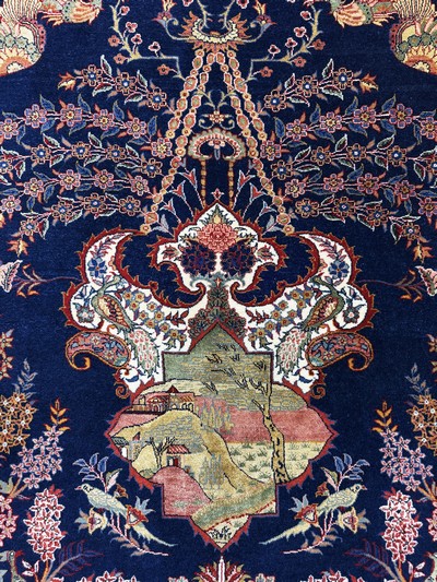 27033920c - Keschan fein, China, Mitte 20.Jhd, Korkwolle mit und auf Seide, ca. 200 x 143 ...