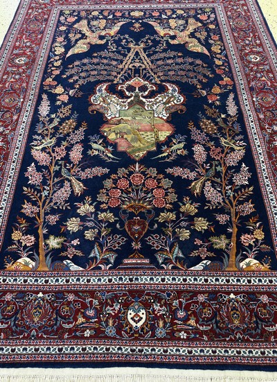 27033920f - Keschan fein, China, Mitte 20.Jhd, Korkwolle mit und auf Seide, ca. 200 x 143 ...