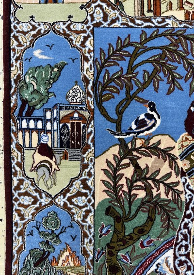 27033926c - Esfahan fein, Persien, Ende 20.Jhd, Korkwolle auf Seide, ca. 160 x 104 cm, EHZ:(nahezu ...