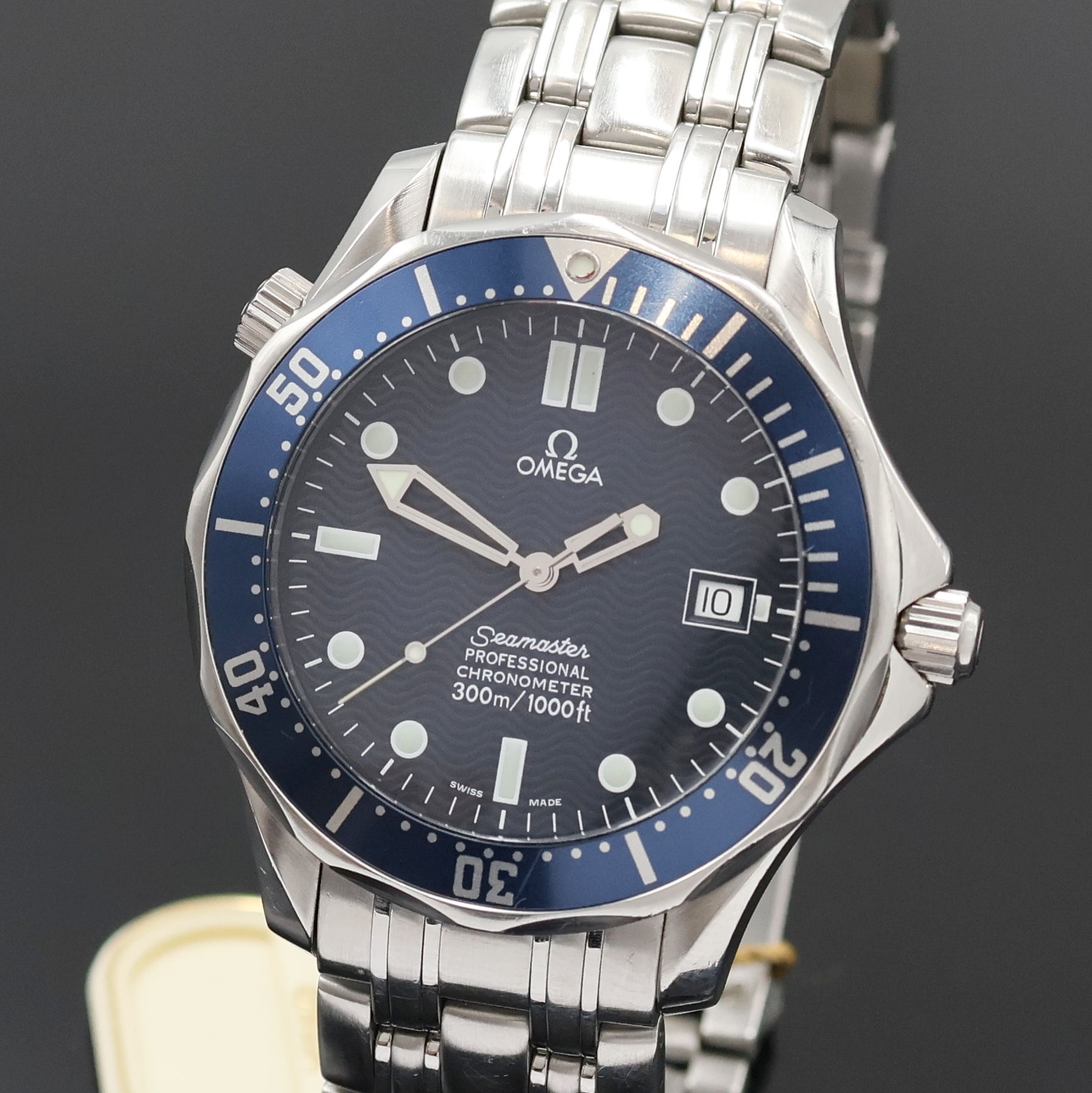 Detail a: OMEGA Seamaster Professional Chronometer Armbanduhr in Stahl Referenz 168.1623, Schweiz um 2000, Automatik, 2 tlg. Geh., Boden verschr., blaue, eins. ...