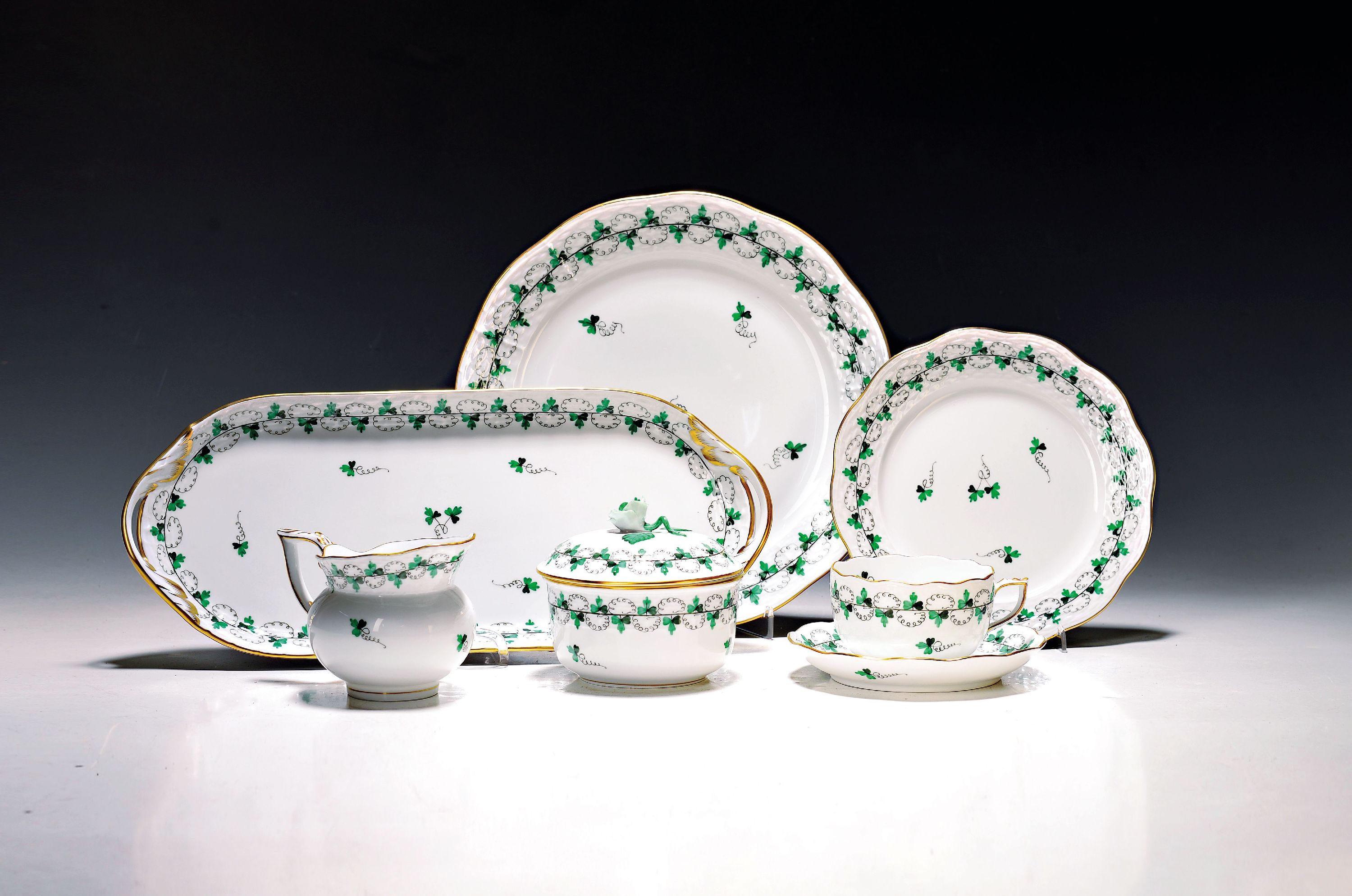 Image 27034077 - Kaffeeservice, Herend Ungarn, 20. Jh., Dekor Parsley/Petersilie, 6 Tassen mit ...