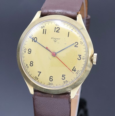 27034029a - WAGNER Armbanduhr in GG 585/000, Schweiz um 1970, Handaufzug, Boden u. Glasrand ...