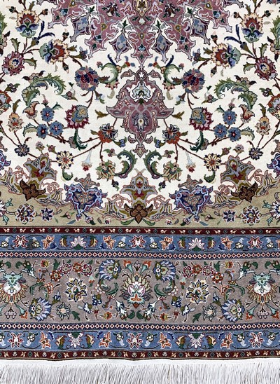 27034073b - Täbriz fein( 50 Raj), Persien, Mitte 20.Jhd, Korkwolle mit Seide, ca. 246 x 246 cm,ca. ...