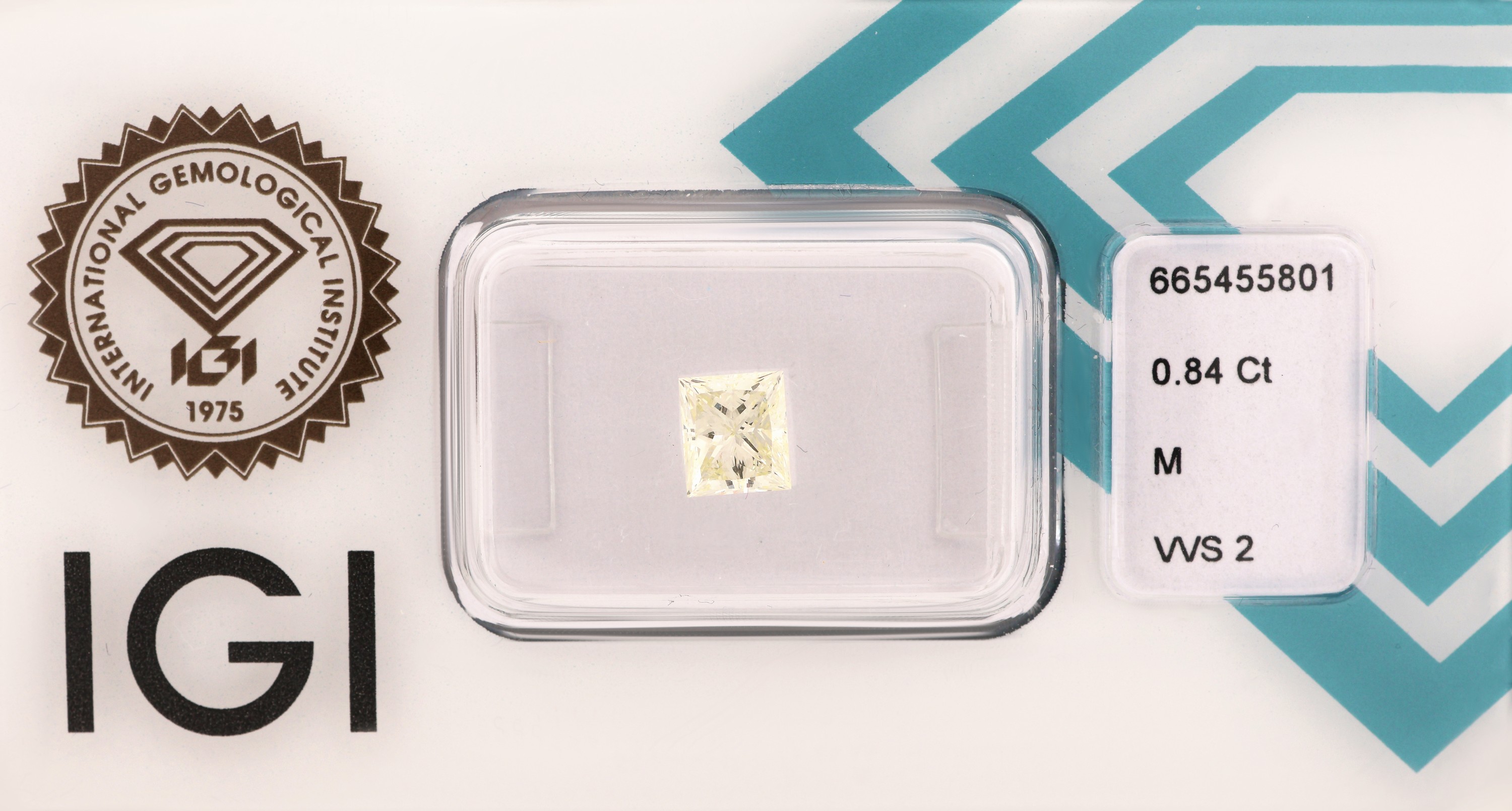 Image 27034112 - Loser Princess Cut Diamant, 0.84 ct Getönt(M)/vvs2, eingeschweißt, mit IGI- Expertise ...