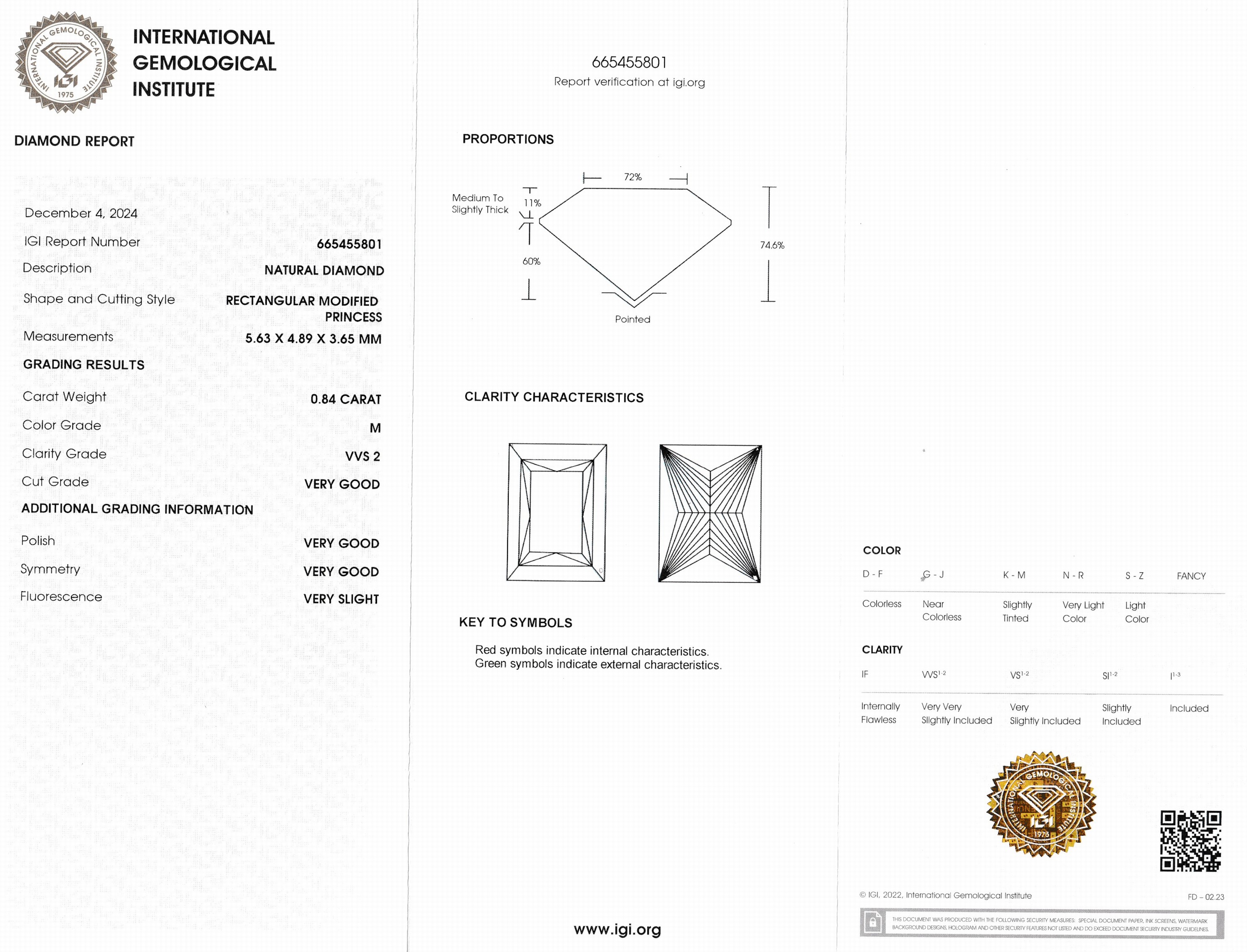 Detail a: Loser Princess Cut Diamant, 0.84 ct Getönt(M)/vvs2, eingeschweißt, mit IGI- Expertise