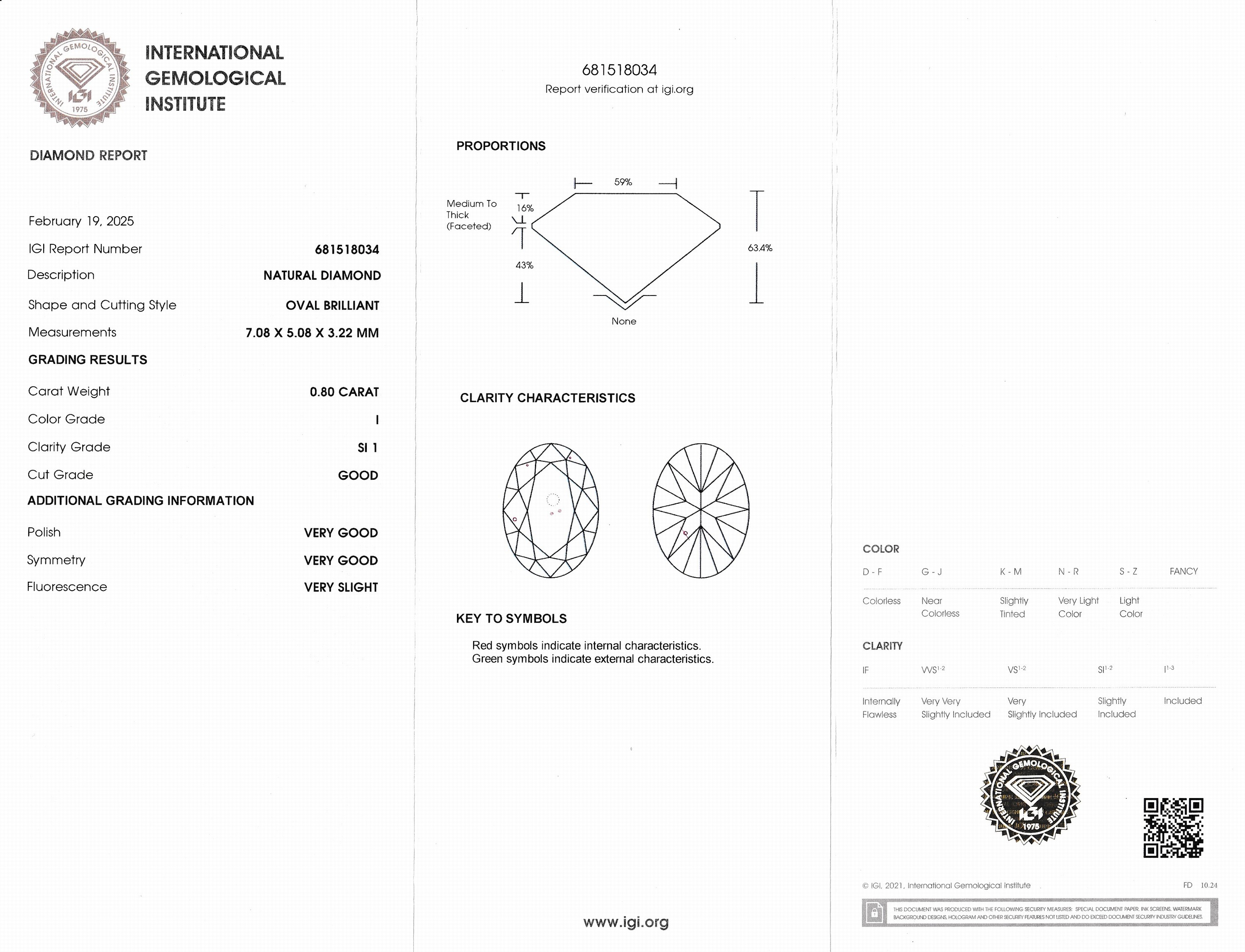 Detail a: Loser Diamant, 0.80 ct l.get.Weiß(I)/si1, ovalfacett., eingeschweißt, mit IGI-Expertise