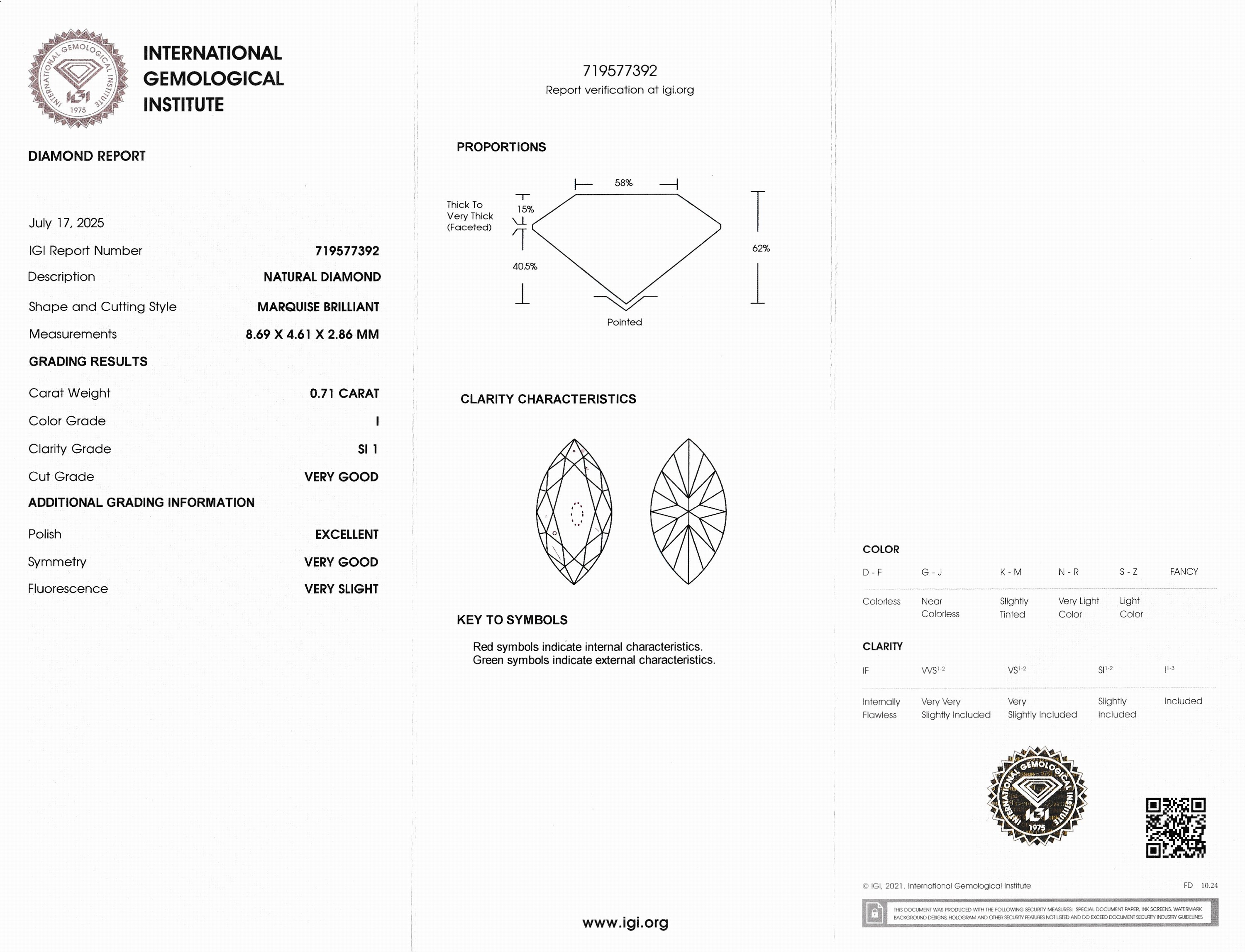 Detail a: Loser Diamant-Navette, 0.71 ct l.get.Weiß(I)/si1, eingeschweißt, mit IGI -Expertise