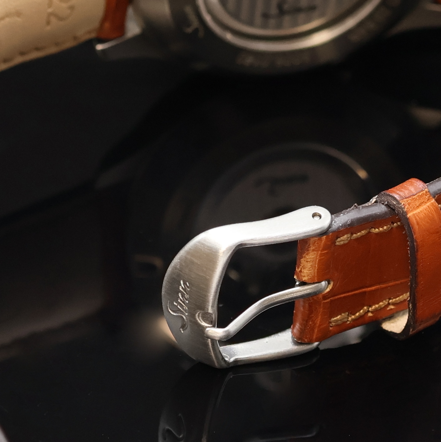 Detail b: SINN Armbandchronograph Jagduhr Referenz 3006, Automatik, Deutschland/Schweiz um 2020, beids. vergl. Edelstahlgeh. inkl. orig. Lederband m. orig. ...