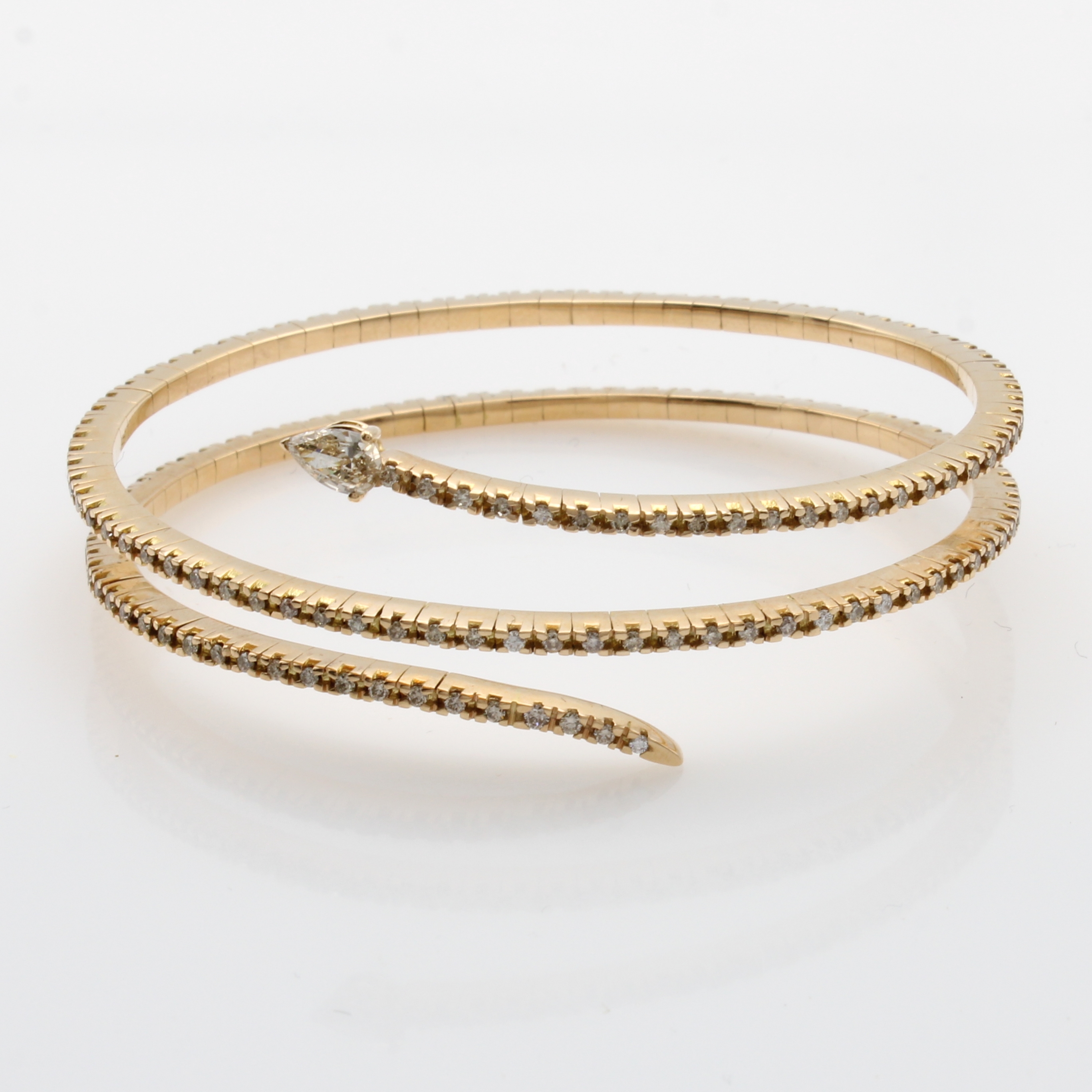 Image 27034151 - Spiralarmreif mit Diamant und Brillanten, RG 750/000, Diamanttropfen u. Brill. zus. ca. ...