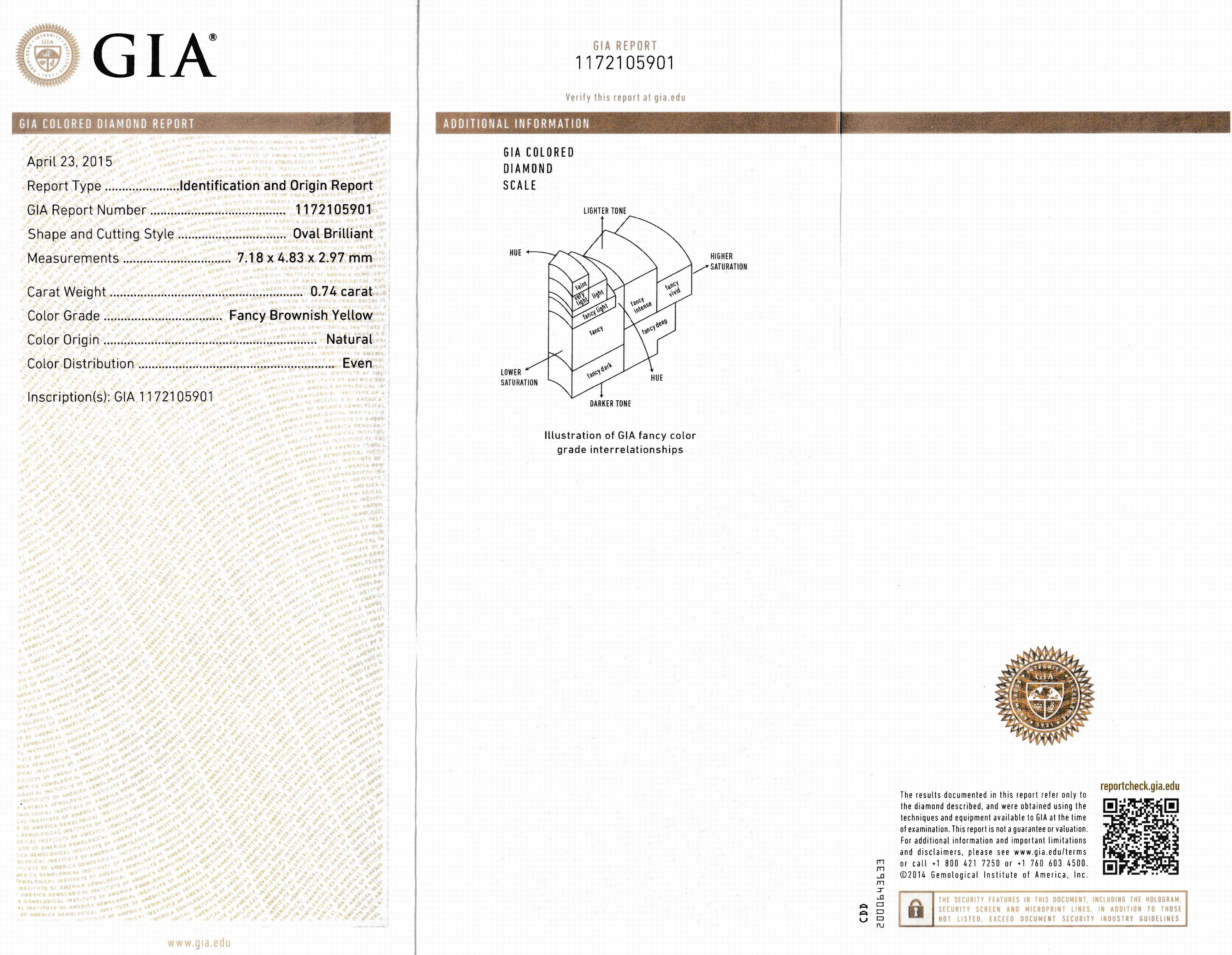 Detail b: Loser Diamant, 0.74 ct natural fancy brownish yellow, mit GIA-Expertise