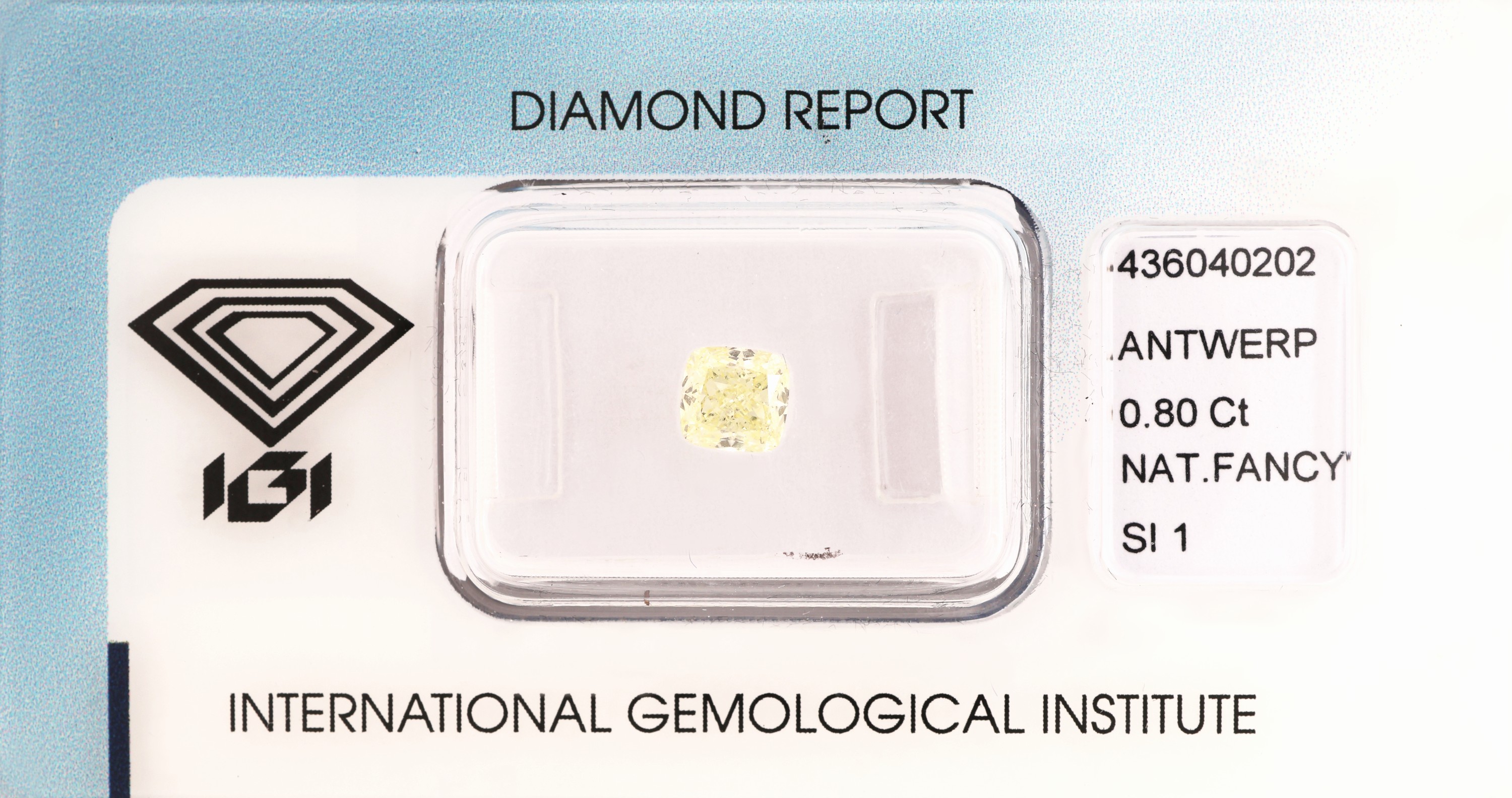 Image 27034160 - Loser Diamant, 0.80 ct natural fancy light yellow/si1, square cushion modified ...