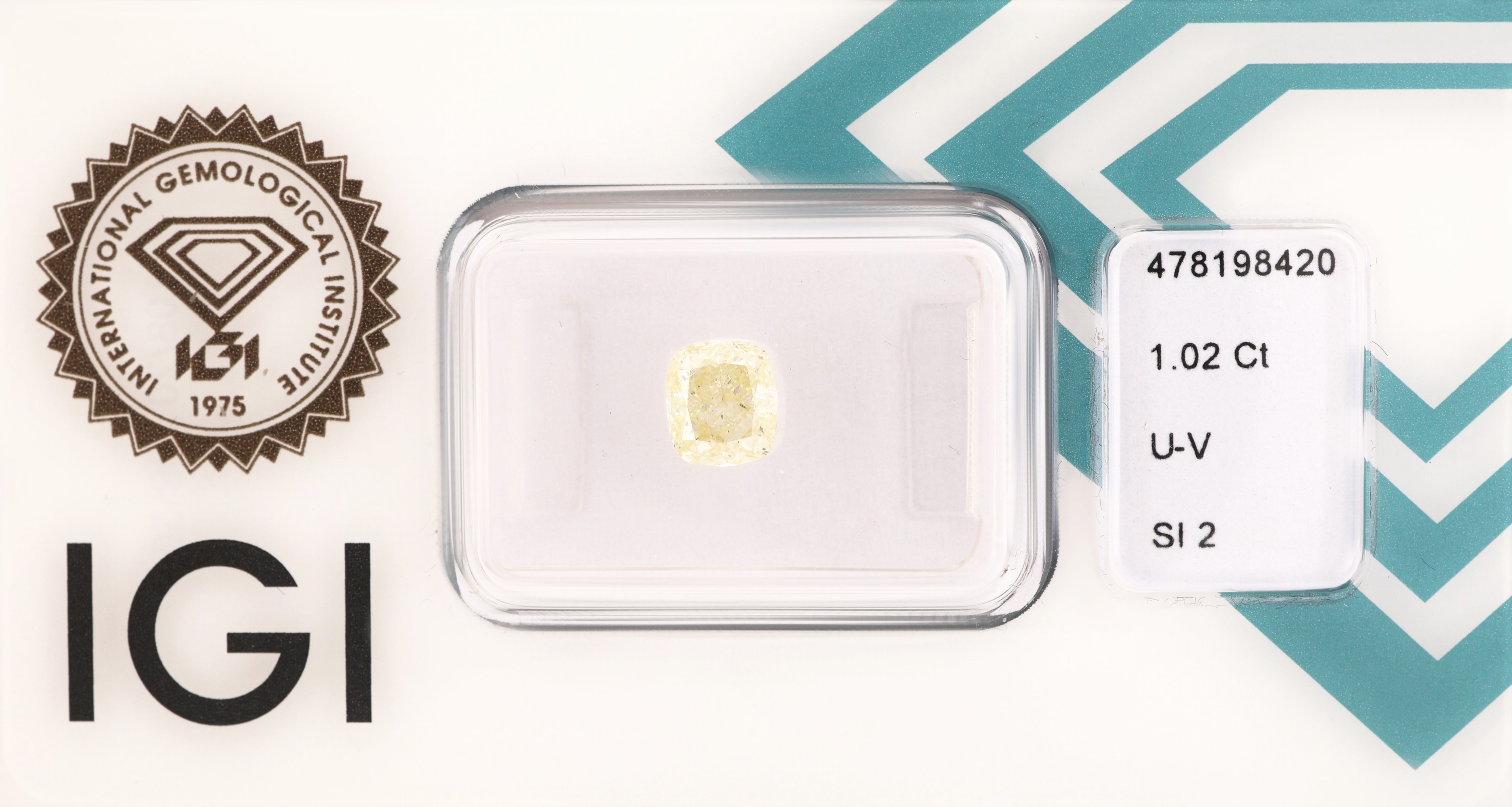 Image 27034163 - Loser Diamant, 1.02 ct Getönt(U-V) light yellow/si2, cushion modified brilliant, ...