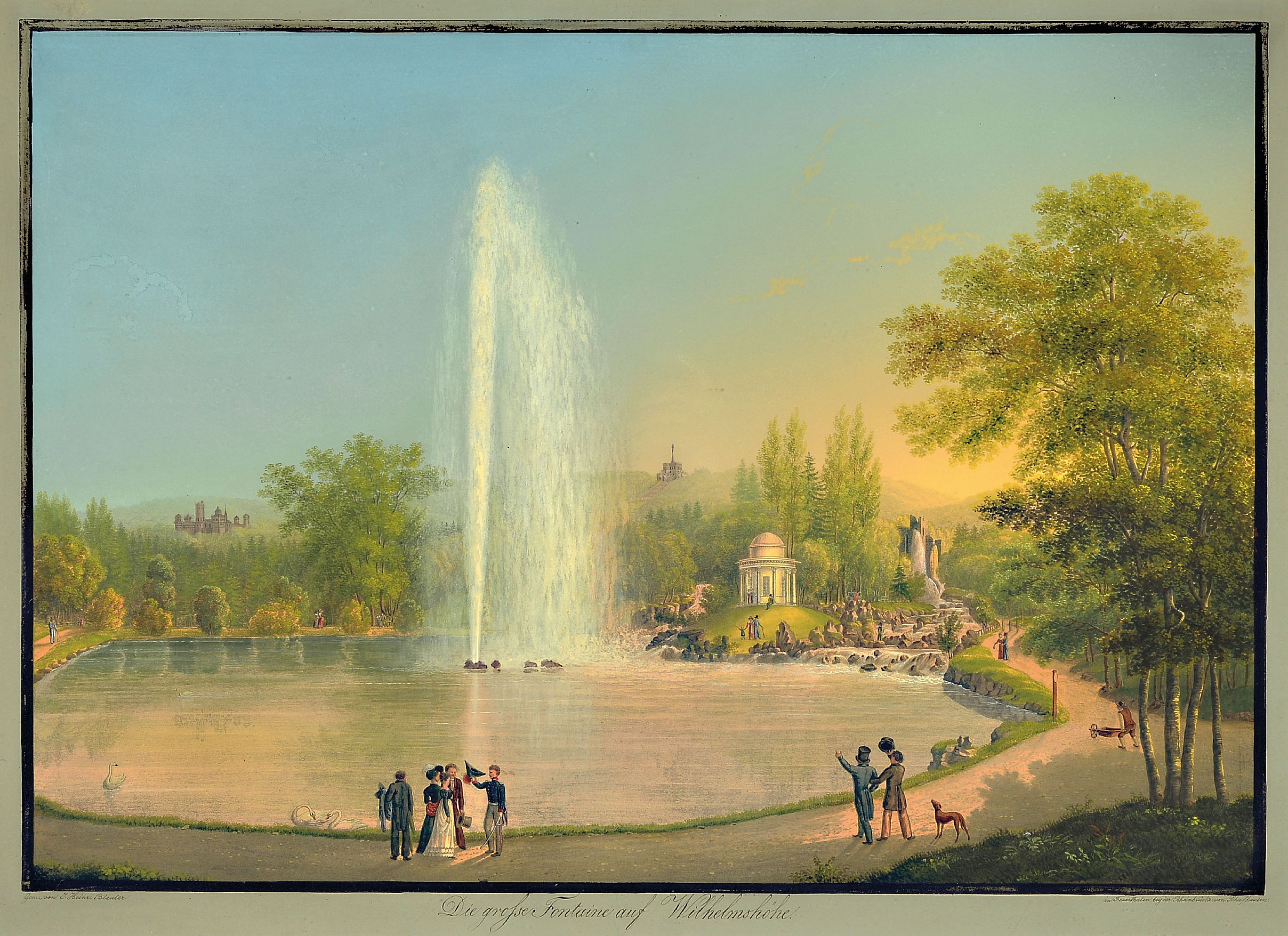 Image 27034171 - Johann Heinrich Bleuler 1758 - 1923, Aquarell/Gouache, ´Die große Fontäne auf ...