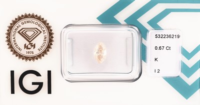 Image Lose Diamant-Navette, 0.67 ct get.Weiß(K)/p2, eingeschweißt, mit IGI-Expertise ...