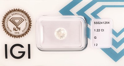 Image Loser Brillant, 1.22 ct feines Weiß(G)/p2, eingeschweißt, mit IGI-Expertise ...
