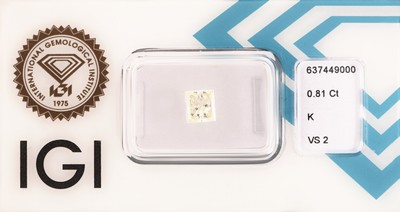 Image Loser Princess Cut Diamant, 0.81 ct get.Weiß(K)/vs2, eingeschweißt, mit IGI- Expertise ...