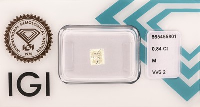 Image Loser Princess Cut Diamant, 0.84 ct Getönt(M)/vvs2, eingeschweißt, mit IGI- Expertise ...