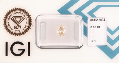 Image Loser Diamant, 0.80 ct l.get.Weiß(I)/si1, ovalfacett., eingeschweißt, mit IGI-Expertise ...