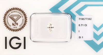 Image Loser Diamant-Navette, 0.71 ct l.get.Weiß(I)/si1, eingeschweißt, mit IGI -Expertise ...