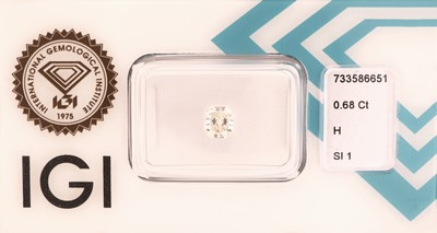 Image Loser Diamant, 0.68 ct Weiß(H)/si1, Radiant, eingeschweißt, mit IGI-Expertise ...