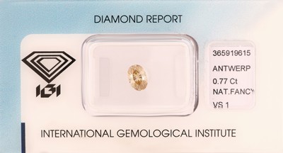 Image Loser Diamant, 0.77 ct natural fancy yellowishbrown/vs1, eingeschweißt, mit ...