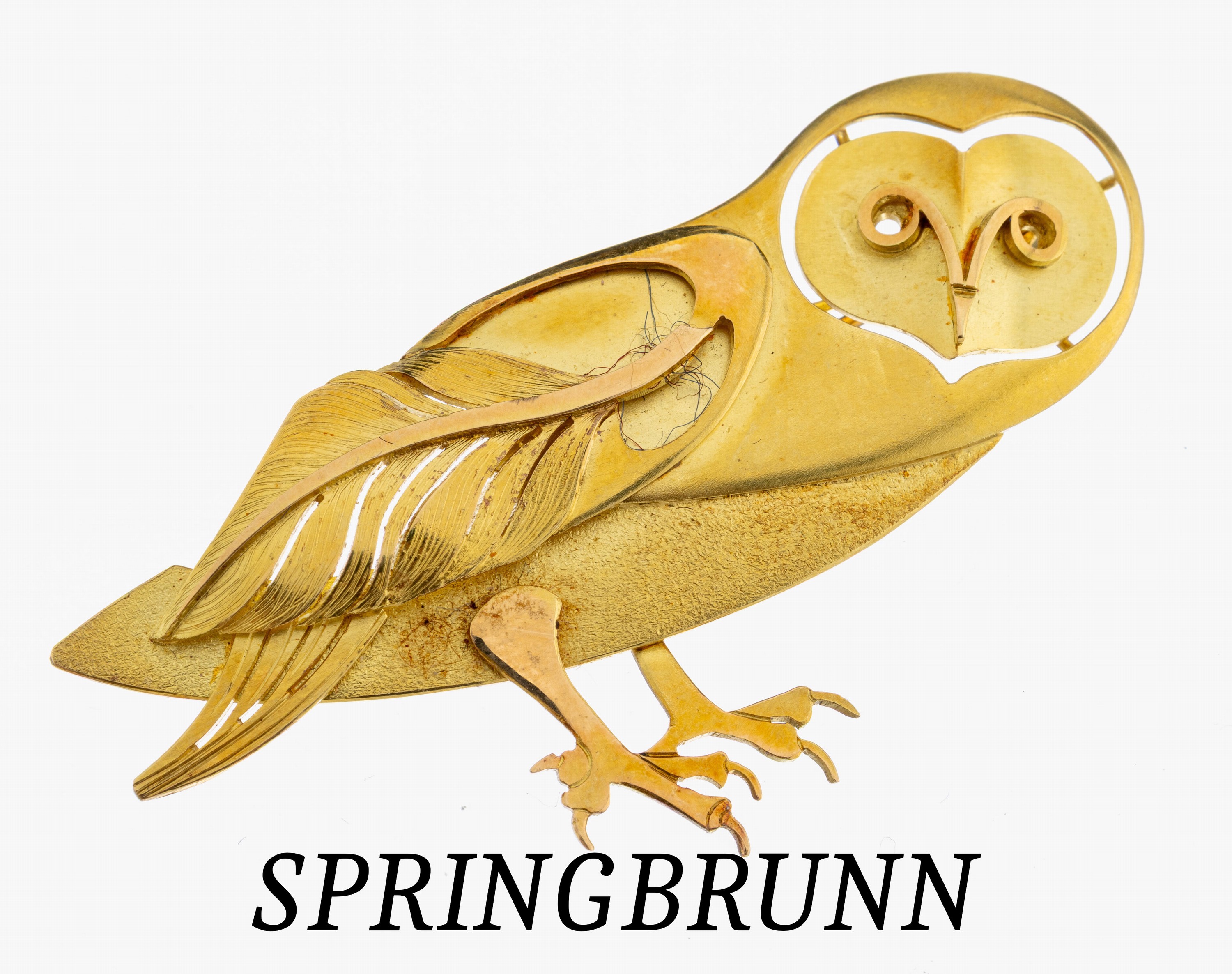 Image 27034252 - 18 kt Gold Brosche, GG 750/000, Darstellungeiner Eule, Oberfläche pol. matt. und ...