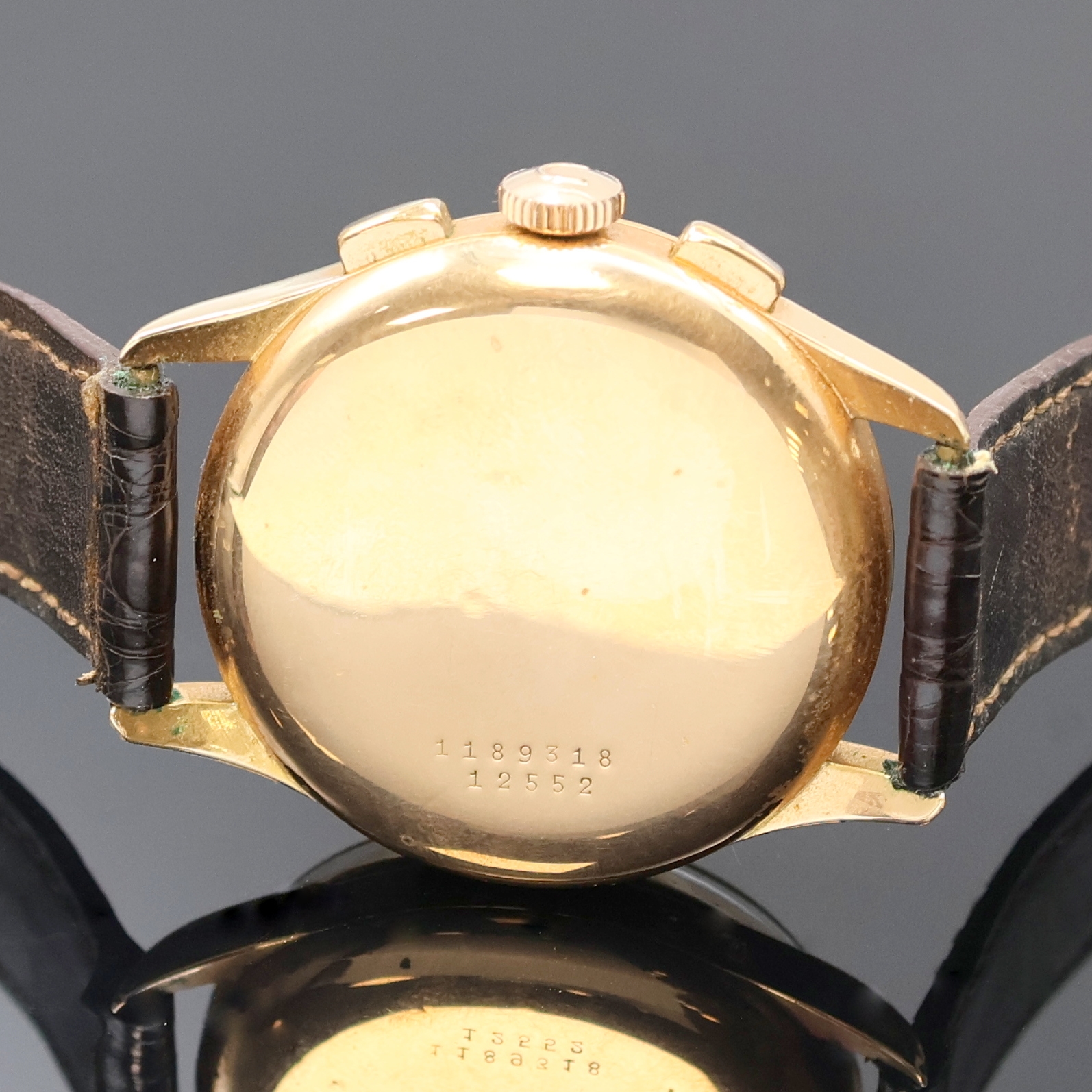 Detail d: UNIVERSAL GENEVE Tri-Compax Schaltradchronograph mit Vollkalender in Roségold 750/000 Referenz 12552, Schweiz um 1945, Handaufzug, 3-tlg. Geh., ...