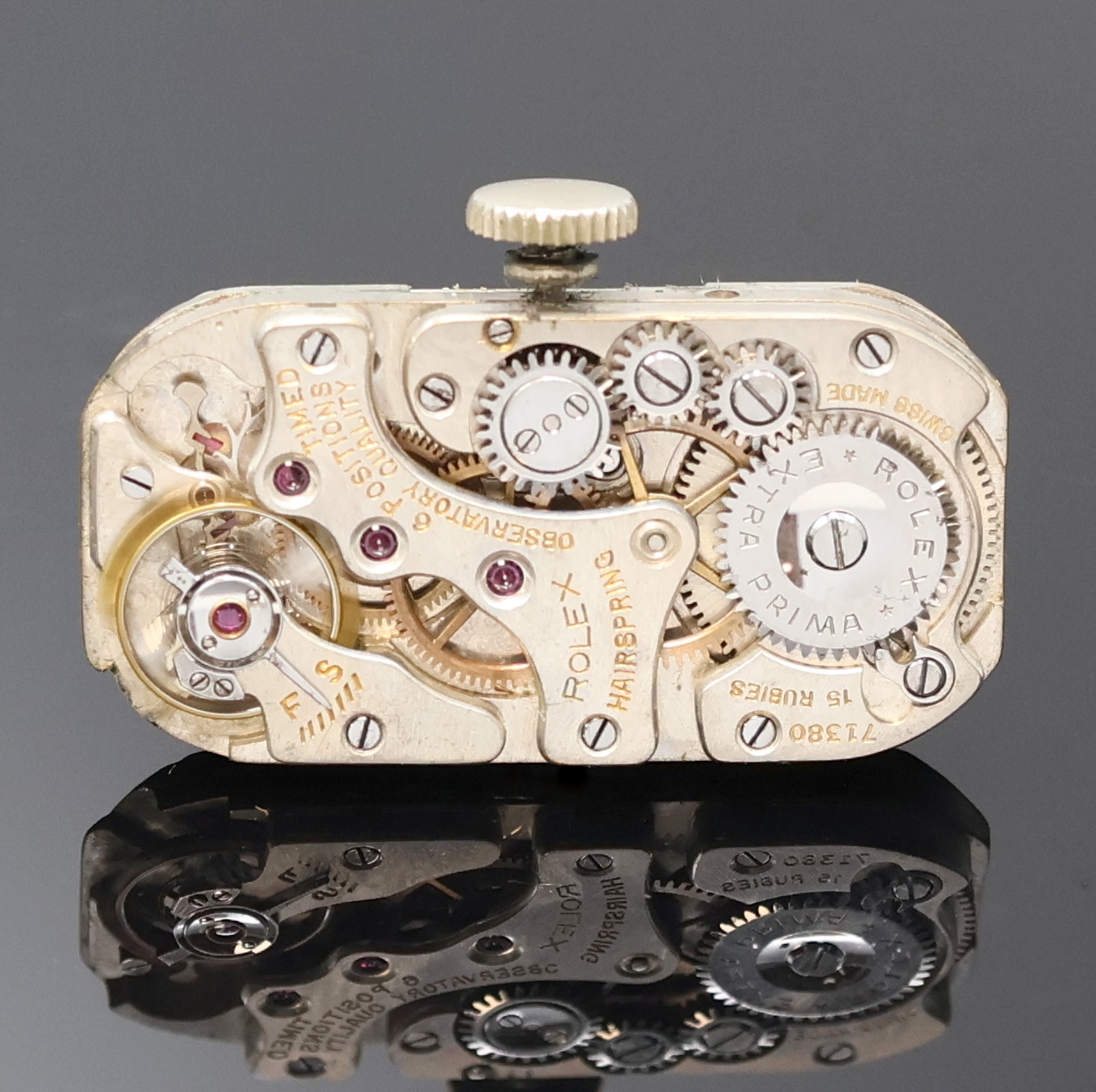 Detail f: ROLEX seltene Herrenarmbanduhr Prince Chronometer in 925er Silber Referenz 971, Schweiz / England um 1939, Handaufzug, Rectangulärgeh., Boden ...