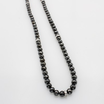 Image Diamantkette mit Brillanten, WG 750/000, schwarze Diam. (beh.) zus. ca. 179.84 ct, ...