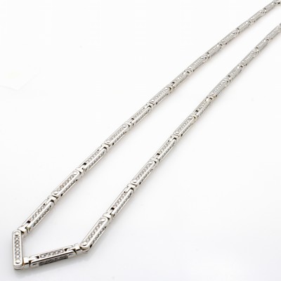 27034547b - Kette mit Brillanten, WG 750/000, Brill. in stabförmige Elemente gef. zus. ca. 12.80 ct ...