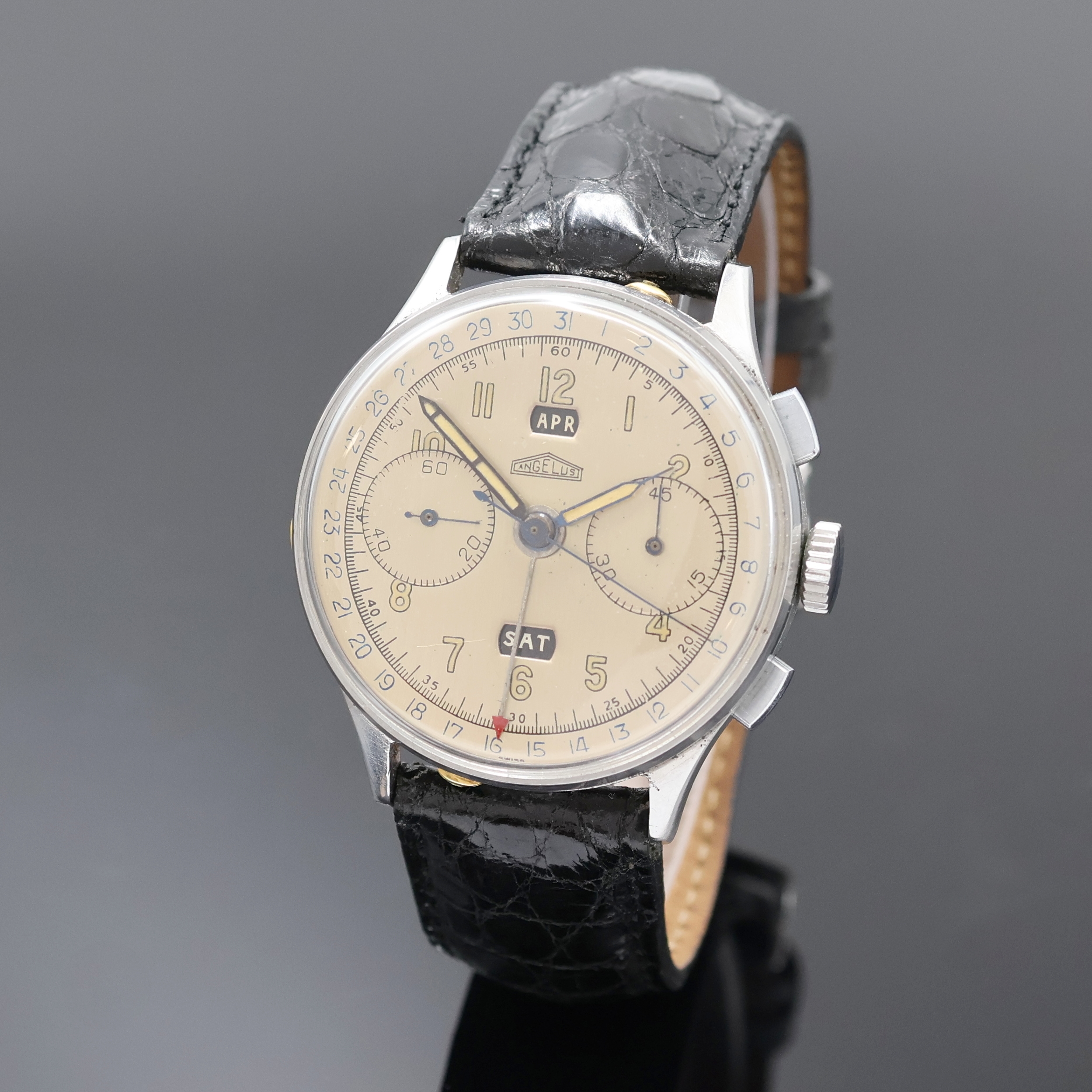 Image 27034610 - ANGELUS Schaltradchronograph Chronodato, Schweiz 1940er Jahre, Handaufzug, unsign. ...