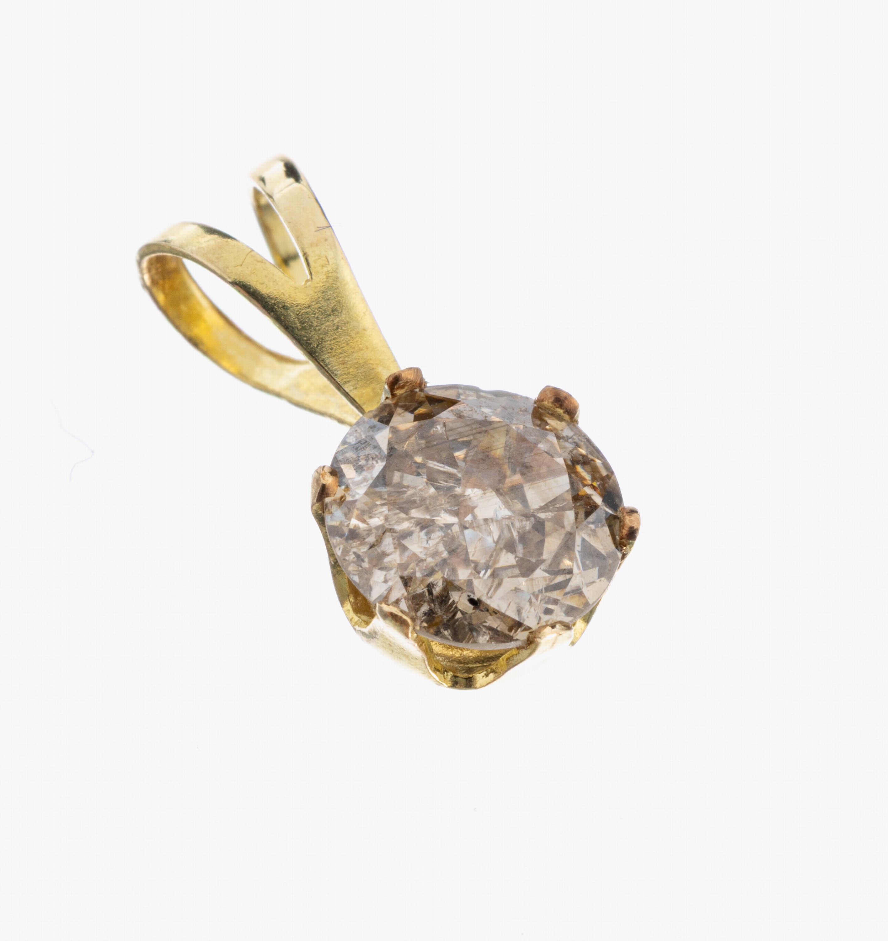 Image 27034627 - 8 kt Gold Brillant-Anhänger, GG 333/000, schlicht, Brillant ca. 0.95 ct Getönt-light ...