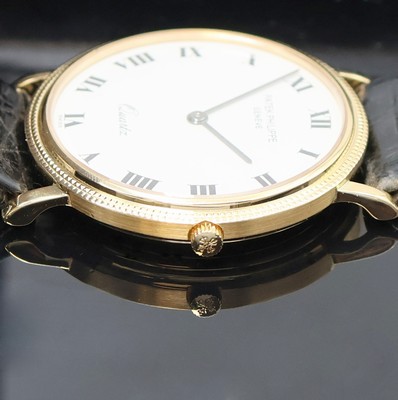 27034619c - PATEK PHILIPPE Calatrava Armbanduhr in GG 750/000 Referenz 3744, quarz, Lederband m. ...