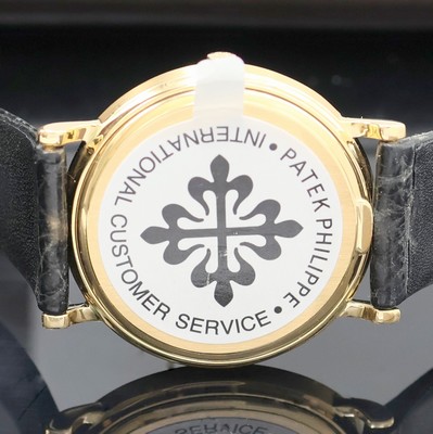 27034619d - PATEK PHILIPPE Calatrava Armbanduhr in GG 750/000 Referenz 3744, quarz, Lederband m. ...