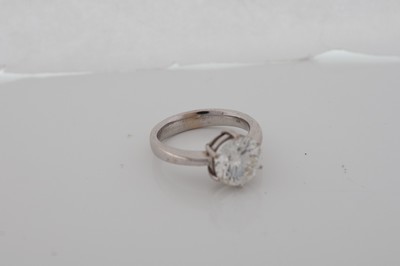 27034630c - 18 kt Gold Brillant-Ring, WG 750/000, Brillant ca. 3.0 ct l.get.Weiß/vs-si, RW 56, ca. ...