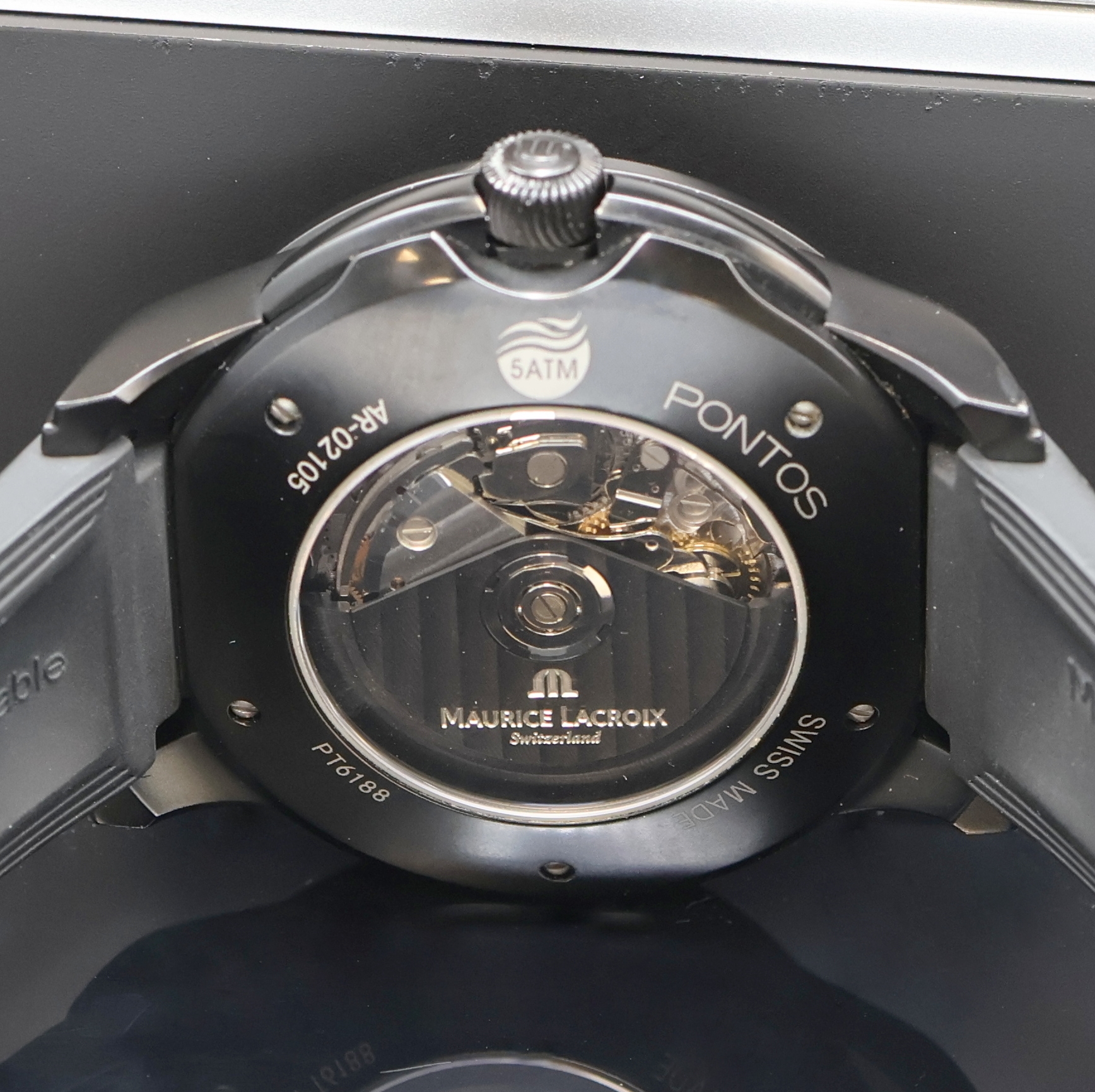 Detail e: MAURICE LACROIX Pontos Armbandchronograph Referenz PT6188, Schweiz um 2010, Automatik, beids. vergl. Geh. in geschw. Edelstahl, orig. Kautschukband ...