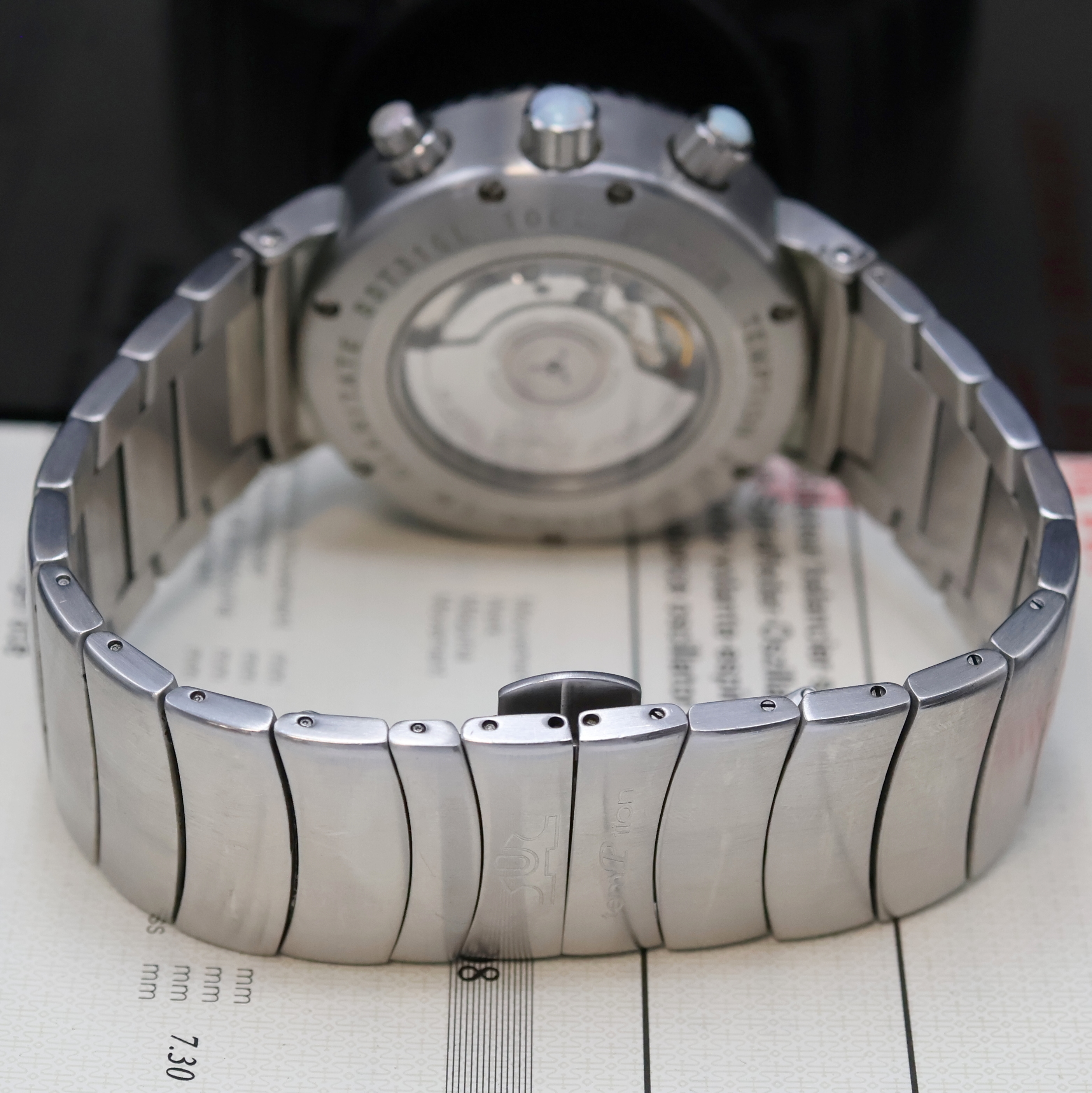 Detail c: TEMPTION Cherubin-GDA auf 500 Stück limitierter Armbandchronograph in Stahl, Deutschland um 1995, Automatik, beids. vergl. Geh. inkl. orig. ...
