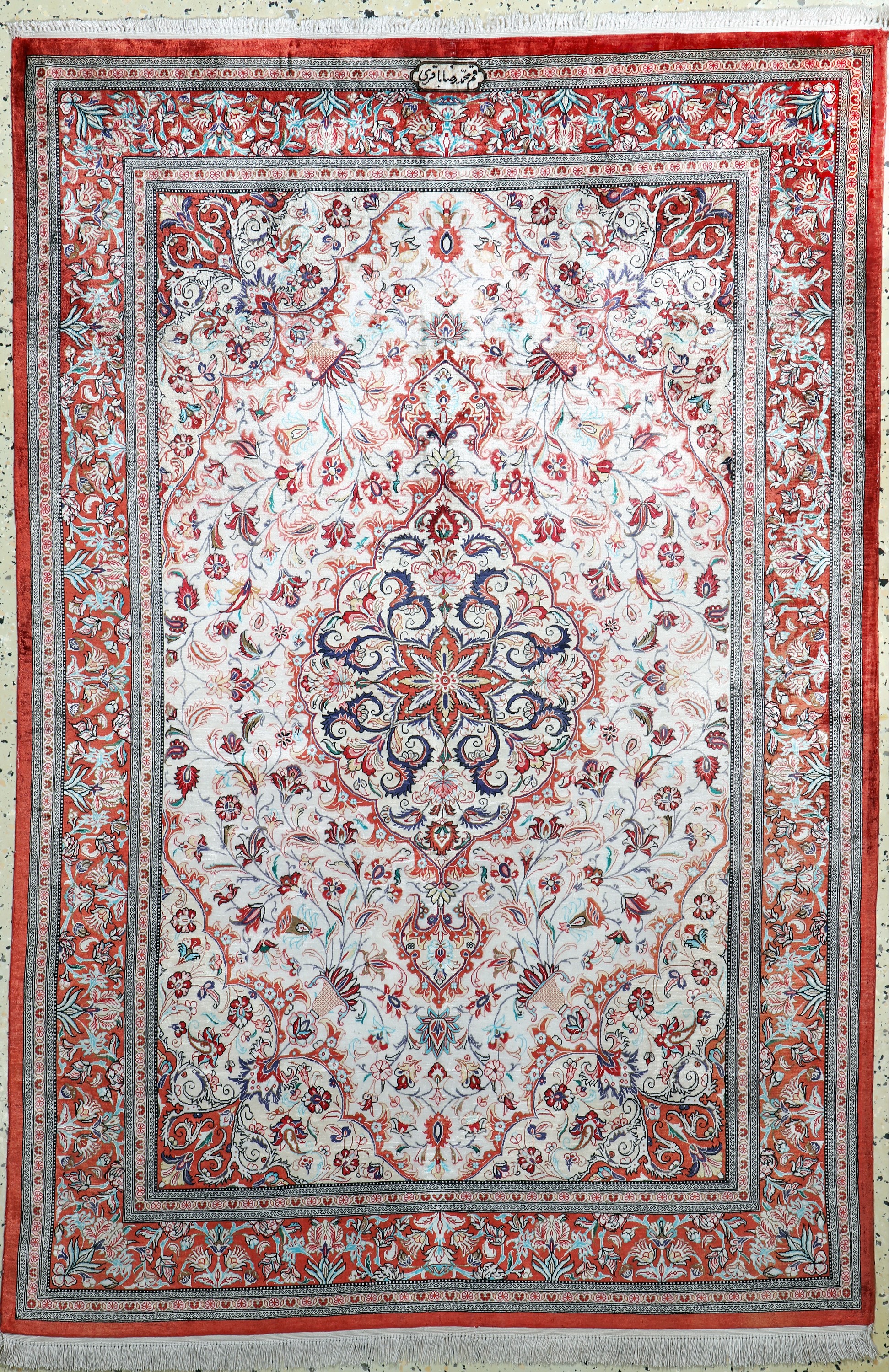 Image 27034719 - Ghom Seide fein signiert, Persien, Ende 20.Jhd, reine Naturseide, ca. 150 x 102 cm, ca. ...