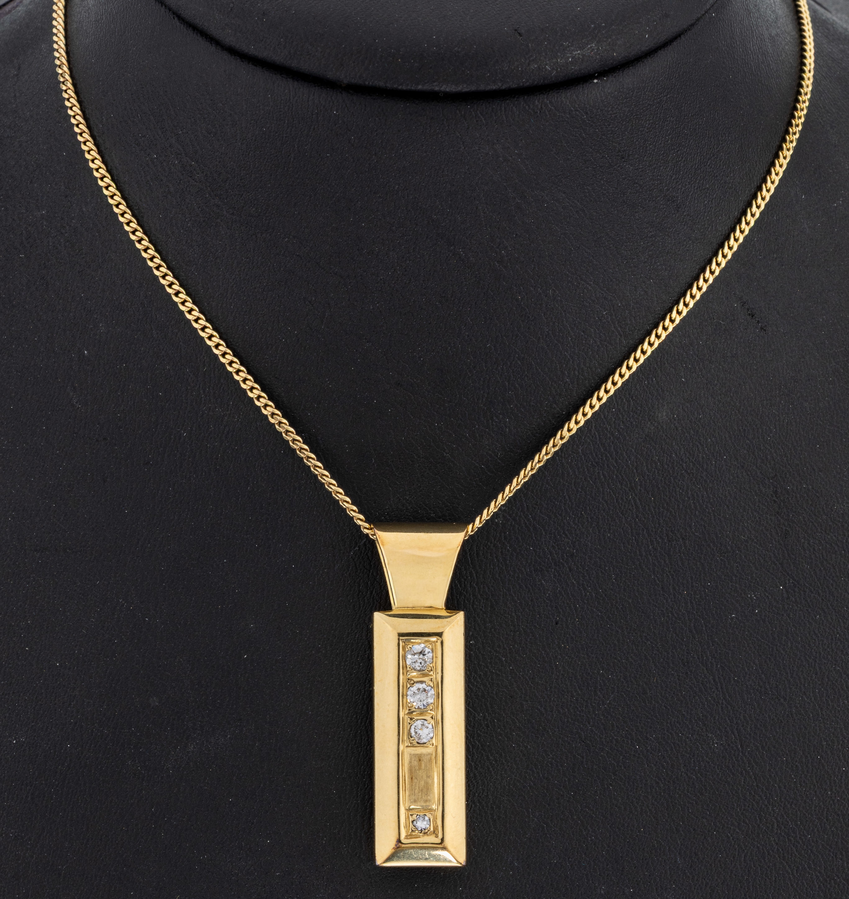 Image 27034791 - 14 kt Gold Diamant-Anhänger, GG 585/000 part. sat., 3 Brillanten und 1 8/8-Diamant ...