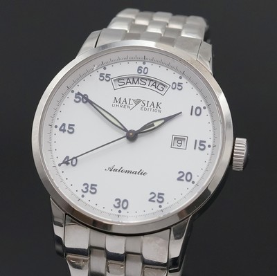 27034704a - MALYSIAK Herrenarmbanduhr in Stahl, Schweiz/Deutschland um 2010, Automatik, beids. ...