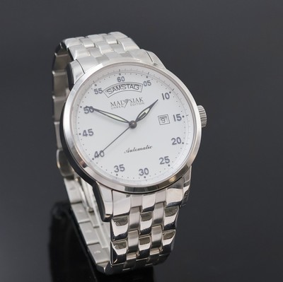 27034704b - MALYSIAK Herrenarmbanduhr in Stahl, Schweiz/Deutschland um 2010, Automatik, beids. ...