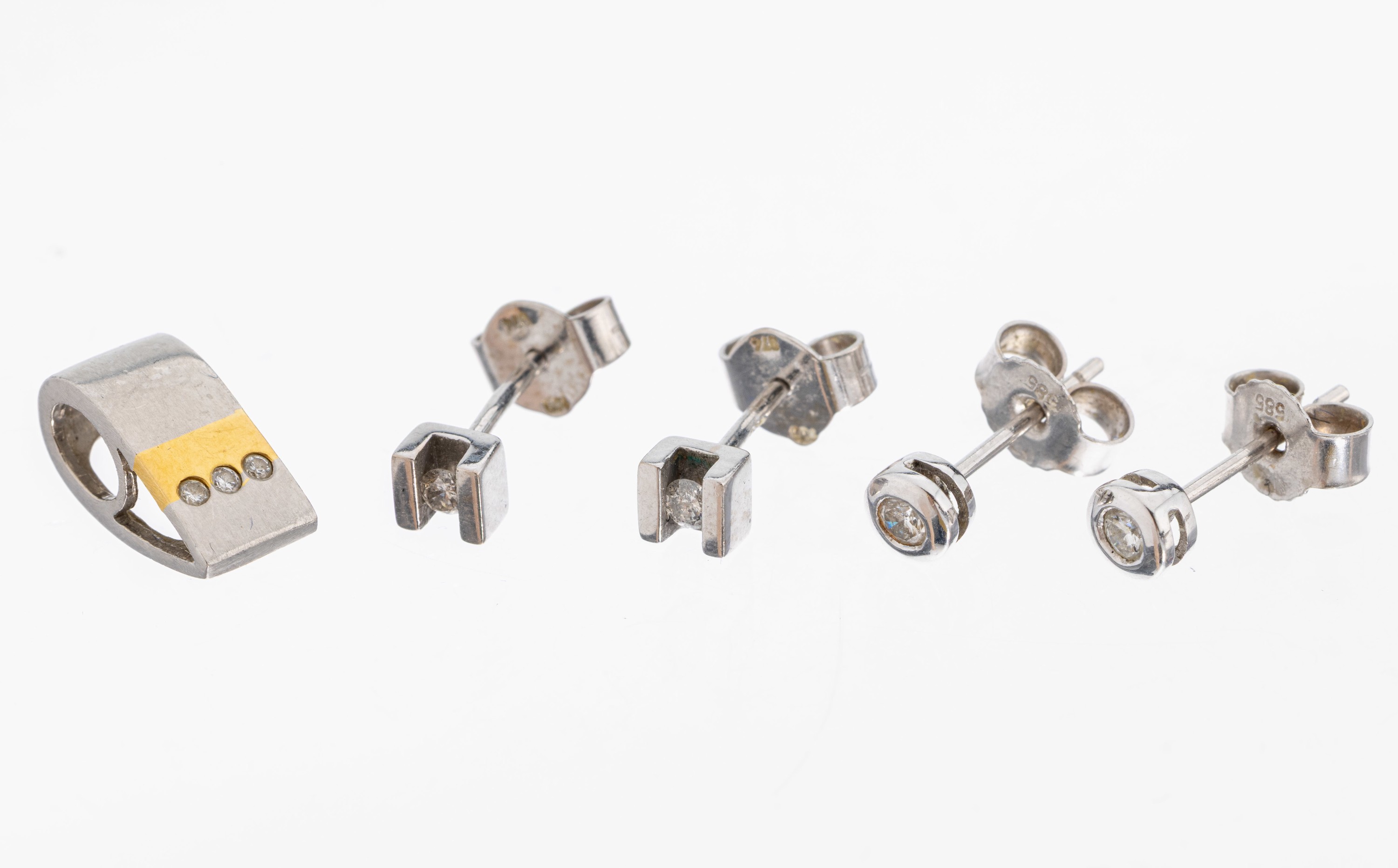 Image 27034866 - Brillant-Konvolut, best. aus: 1x Anhänger 950er Pt und GG 750/000, 3 Brillanten zus. ...