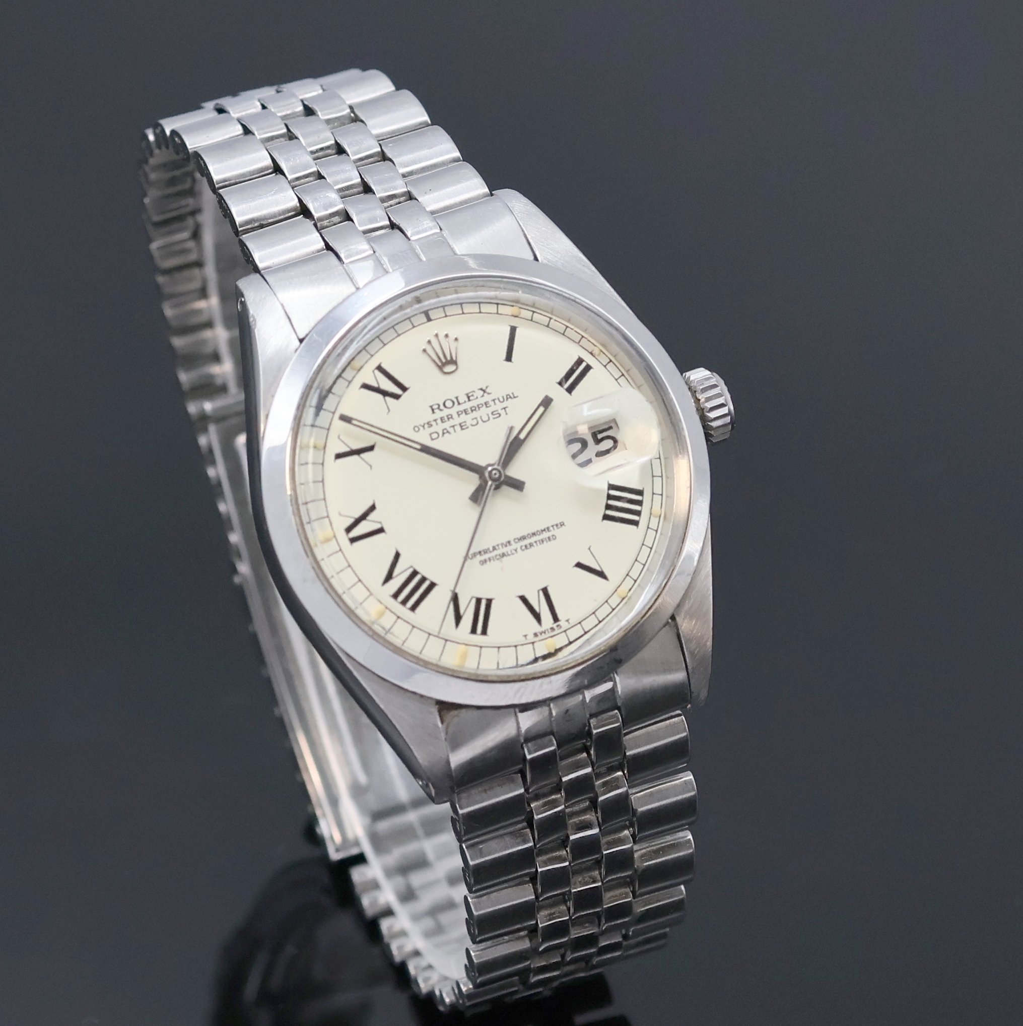 Detail b: ROLEX Oyster Perpetual Datejust Referenz 1600, Schweiz um 1970, Automatik, Chronometer der Superlative in Edelstahl inkl. orig. Jubileeband m. ...