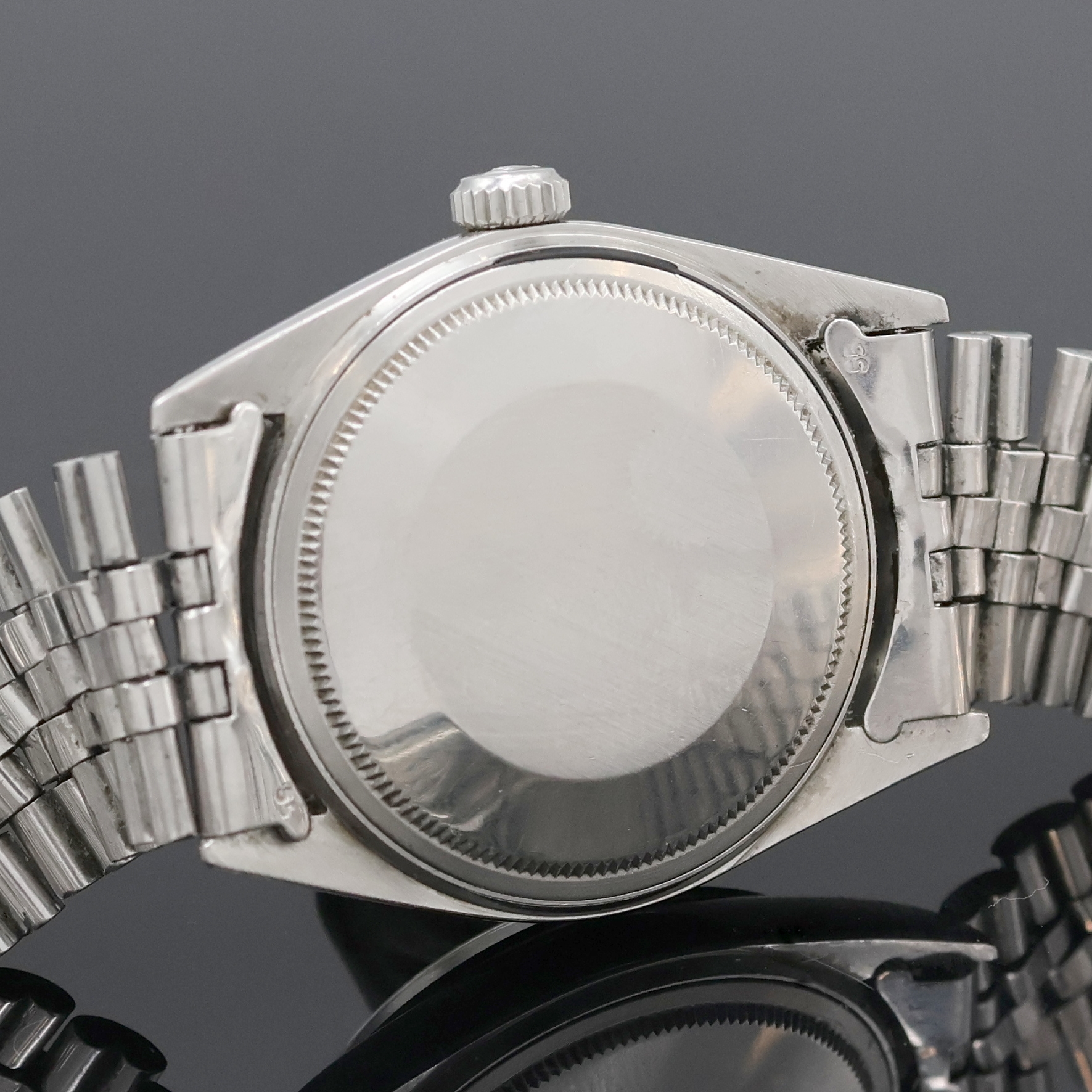 Detail e: ROLEX Oyster Perpetual Datejust Referenz 1600, Schweiz um 1970, Automatik, Chronometer der Superlative in Edelstahl inkl. orig. Jubileeband m. ...