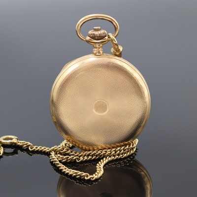 27034871a - SUPRA Chronometer Savonette in RG 585/000 mit Kette in RG 375/000, Schweiz um 1910, ...